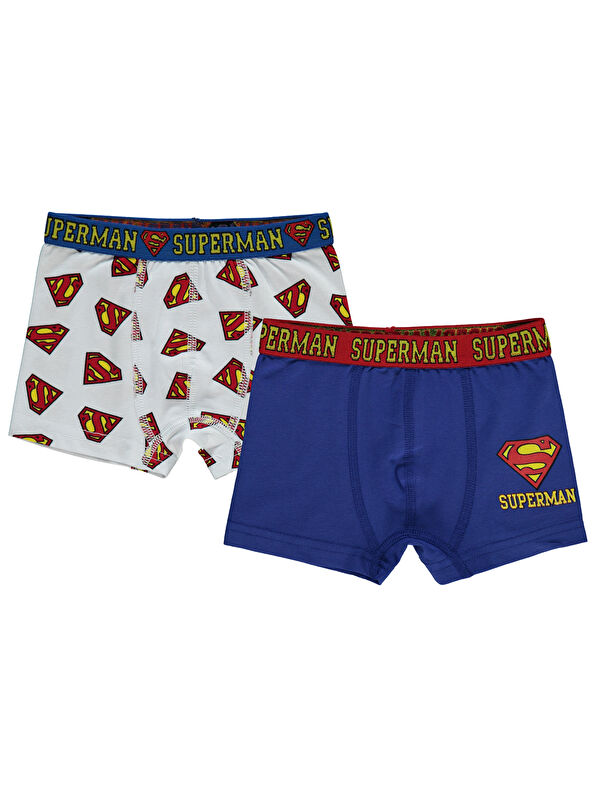 Civil Süperman Erkek Çocuk 2'li Boxer Set 2-10 Yaş Mavi