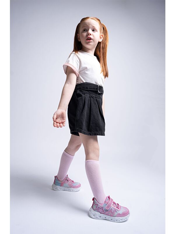 Kız Çocuk Pudra Işıklı Spor Ayakkabı - Görsel 3