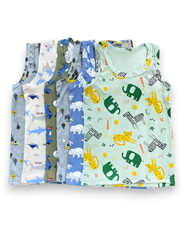 Formo 6'lı Erkek Çocuk %100 Pamuk Fitilli Baskılı Yüksek Kaliteli Atlet