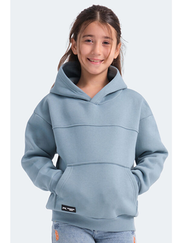 SLAZENGER LENE Unisex Çocuk Kapüşonlu Cepli Mavi Sweatshirt