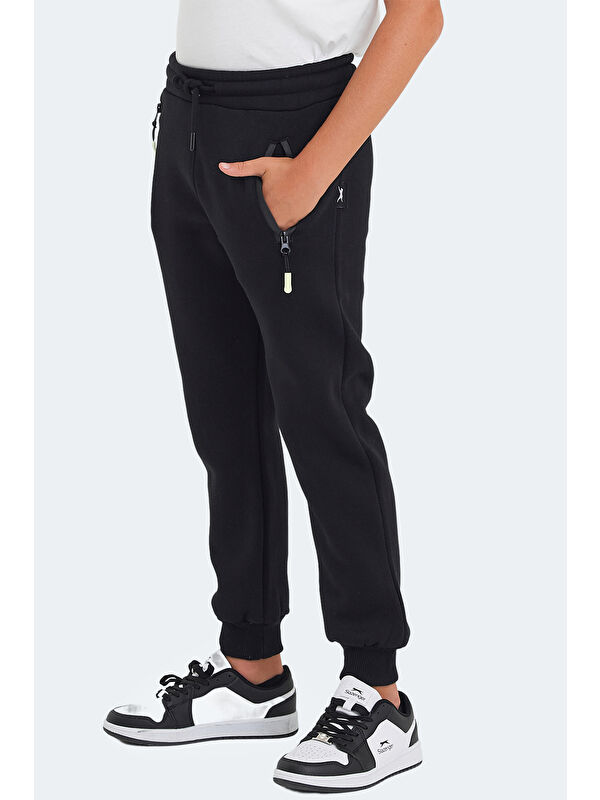 SLAZENGER LAMIS Unisex Çocuk Fermuar Cepli Siyah Eşofman Altı