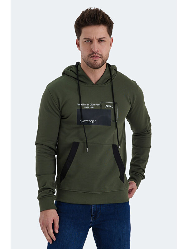 SLAZENGER Erkek Kapüşonlu Sweatshirt Hoodie Haki