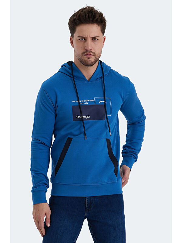 SLAZENGER Erkek Kapüşonlu Sweatshirt Hoodie Mavi