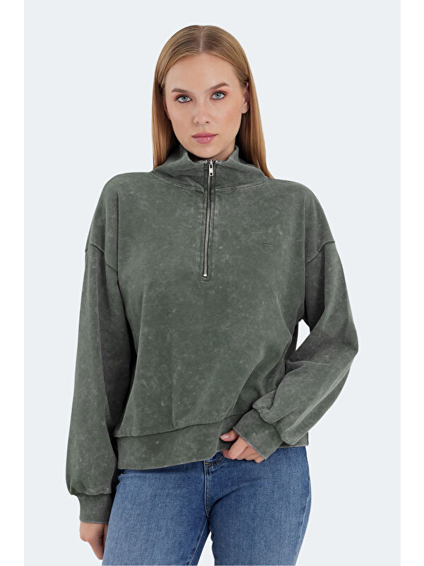 SLAZENGER VIEWER Kadın Haki Sweatshirt