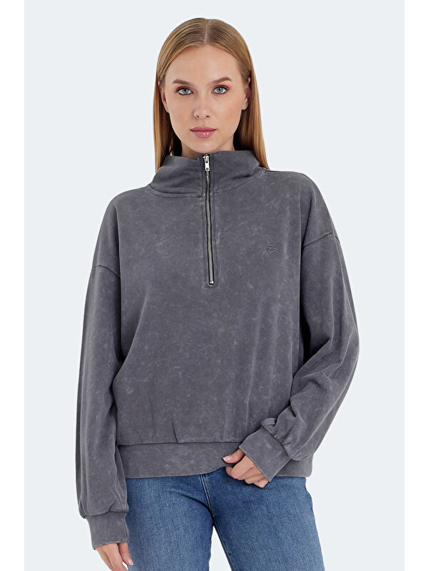 SLAZENGER VIEWER Kadın Koyu Gri Sweatshirt
