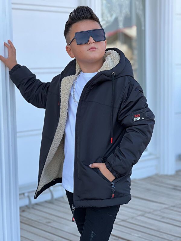Pina Kids Erkek Çocuk Kapüşonlu İçi Kürklü Mont KM3050