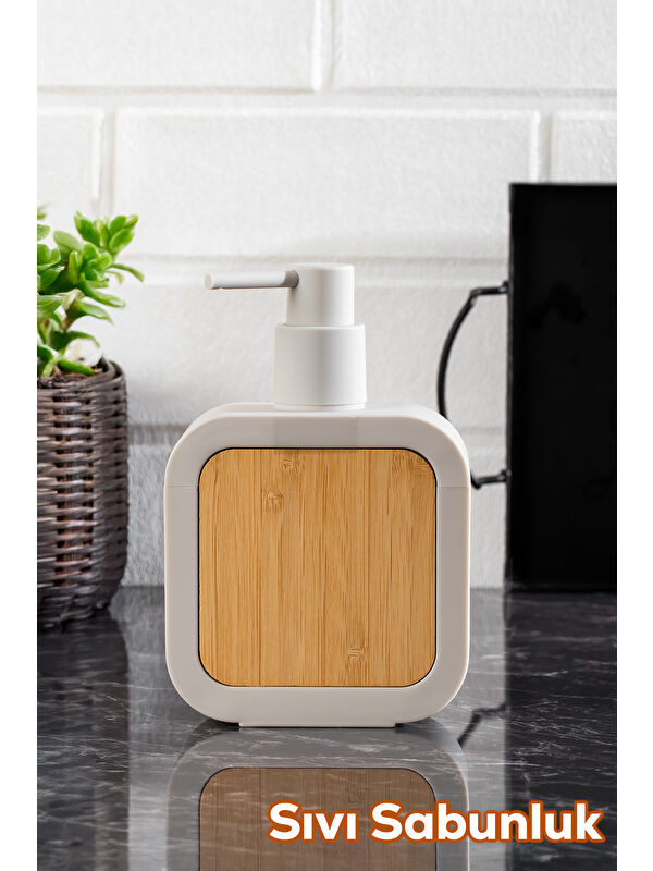 Porsima 3151 Banyo ve Mutfak Sıvı Sabunluk 400ML Taupe-Ahşap