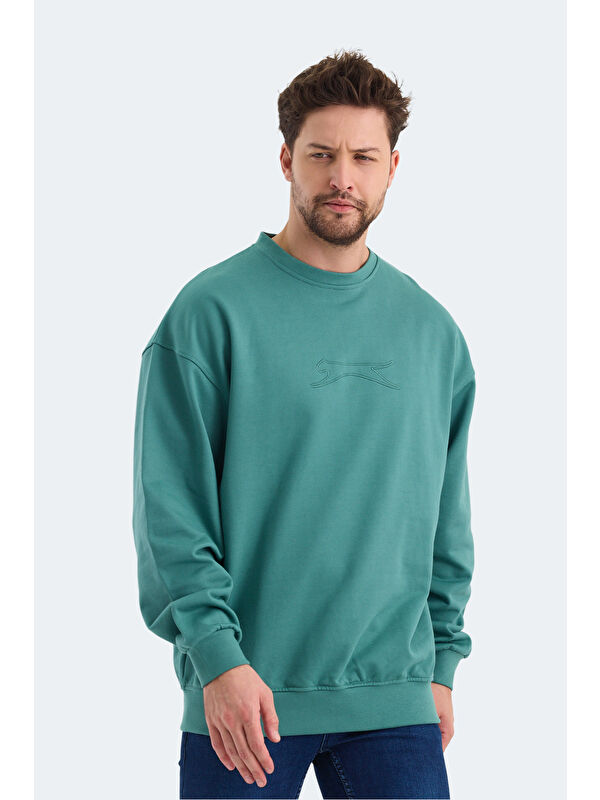 SLAZENGER VADIK Oversize Erkek Yeşil Sweatshirt