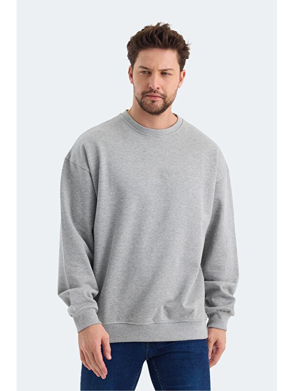 SLAZENGER VADIK Oversize Erkek Gri Sweatshirt