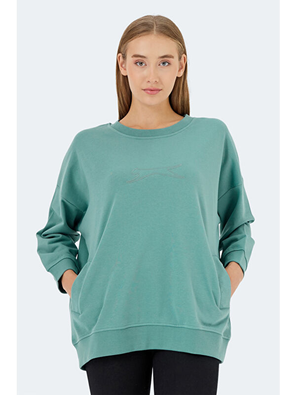 SLAZENGER VIKENTI SW Kadın Yeşil Sweatshirt