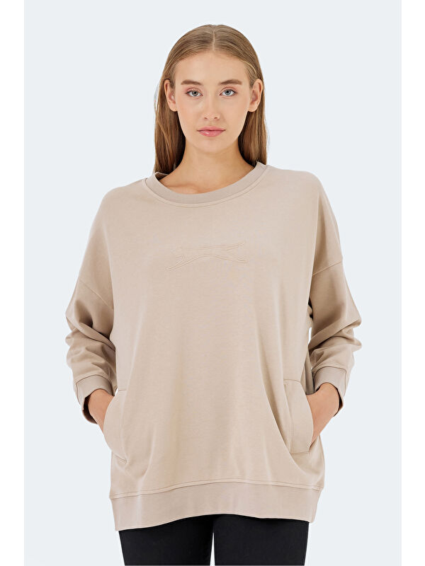 SLAZENGER VIKENTI SW Kadın Bej Sweatshirt