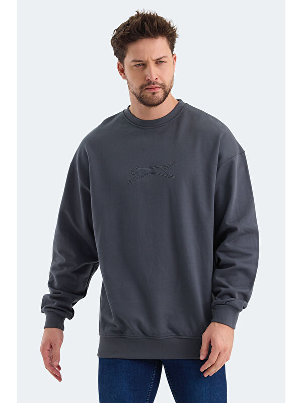 SLAZENGER VADIK Oversize Erkek Koyu Gri Sweatshirt