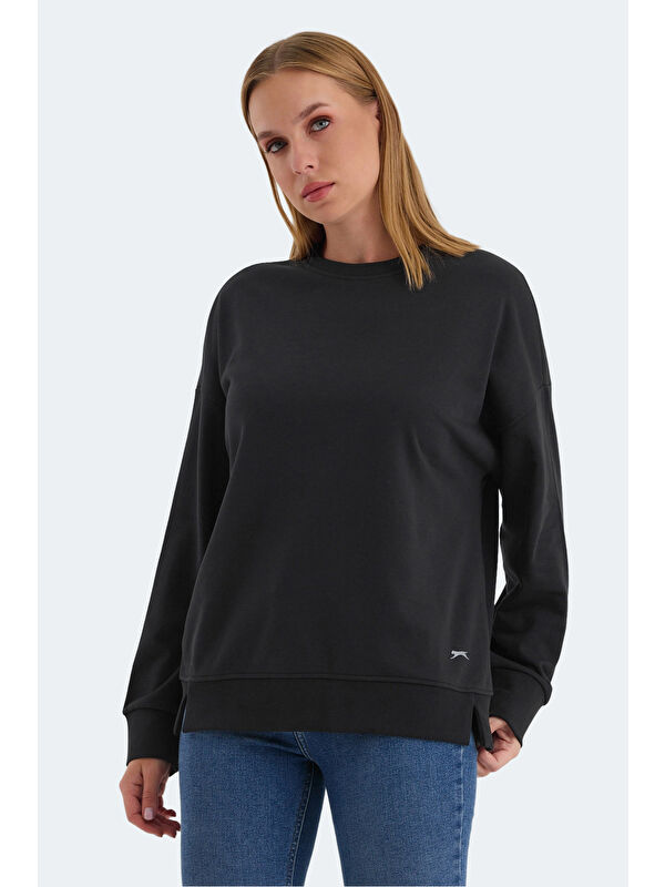 SLAZENGER VIRTUE Kadın Oversıze Siyah Sweatshirt