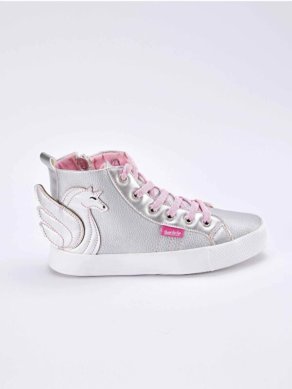 Kanatlı Gümüş Kız Çocuk Sneakers - Görsel 5