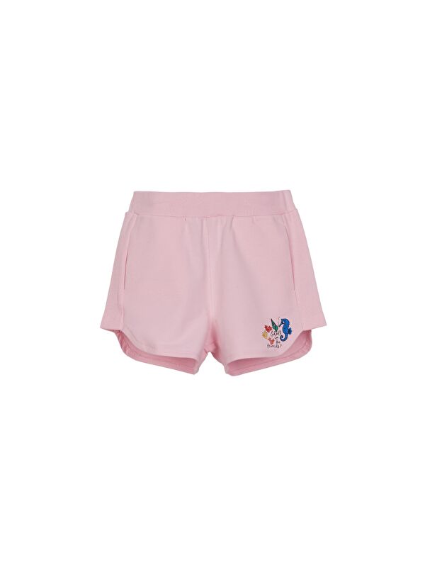 Lovetti Uçuk pembe Kız Çocuk İki İplik Deniz Atı Baskılı Şort