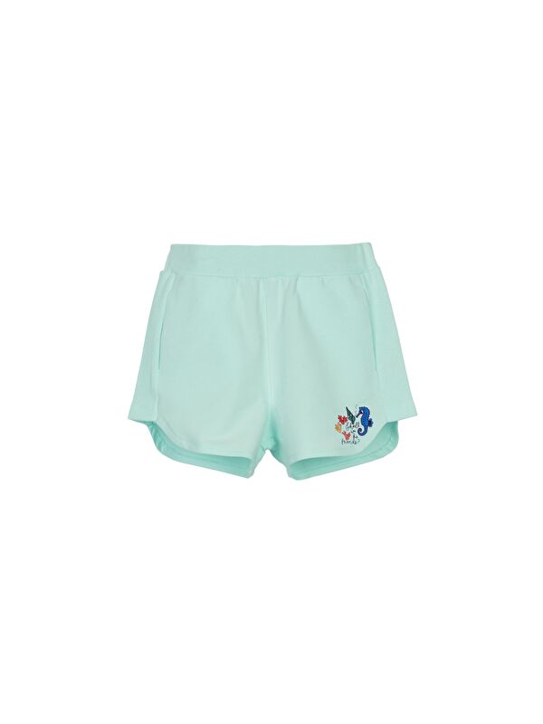 Lovetti Mint Kız Çocuk İki İplik Deniz Atı Baskılı Şort