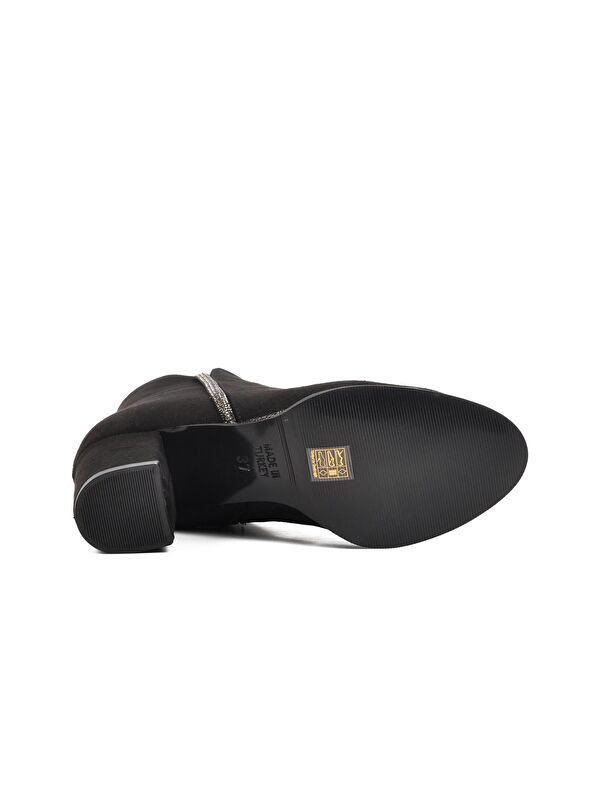 262079 Siyah Süet Kadın Topuklu Bot - Görsel 6