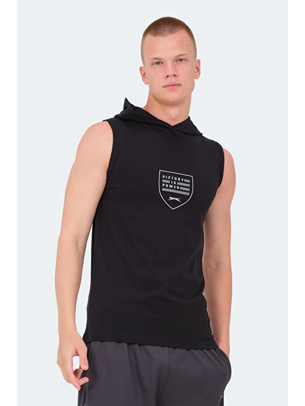 SLAZENGER veRSIO Erkek %100 Pamuk Tişört Siyah