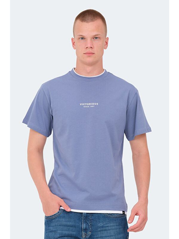 SLAZENGER VRENI Erkek %100 Pamuk Tişört Mavi