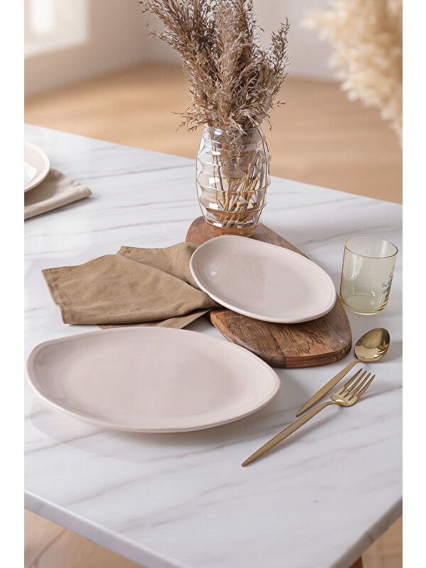 Keramika Krem Bloom Kayık Tabak 31 Cm 2 Adet