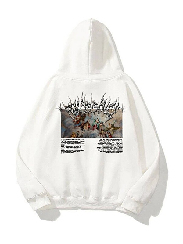 Trendseninle Unisex Angel Sweatshirt Beyaz