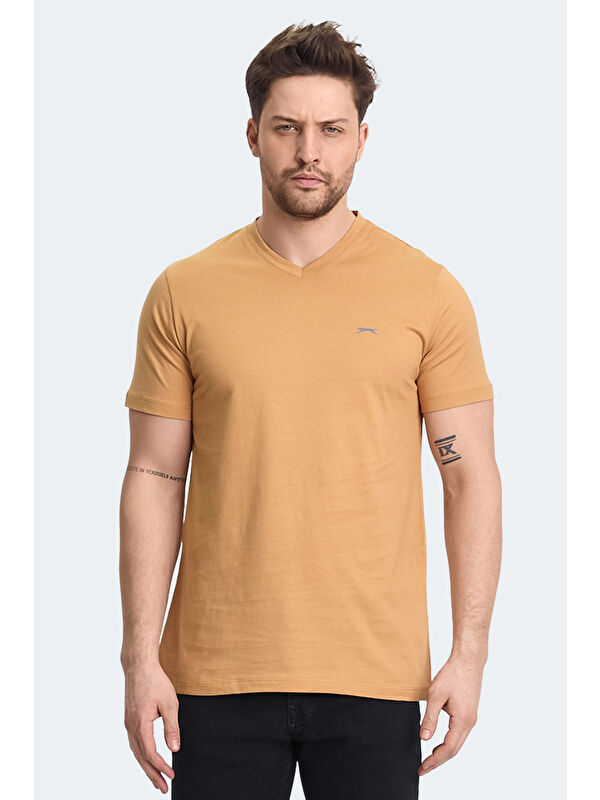 SLAZENGER RIVALDO Erkek %100 Pamuk Tişört Hardal