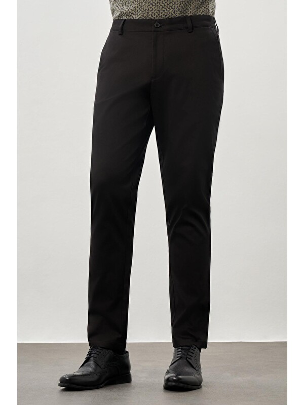 İMZA Siyah Pamuklu Yandan Cepli Casual Comfort Fit  Chino Pantolon 1003245169