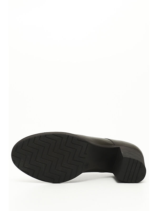 Gonderi(r) Kahverengi Gonderi(r) Hakiki Deri Kalın Orta Topuklu Bağcıklı Kadın Ayakkabı