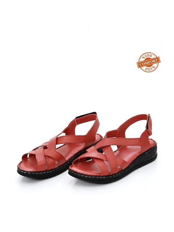 Hakiki Deri Dolgu Taban Sandalet 45041 - Görsel 3