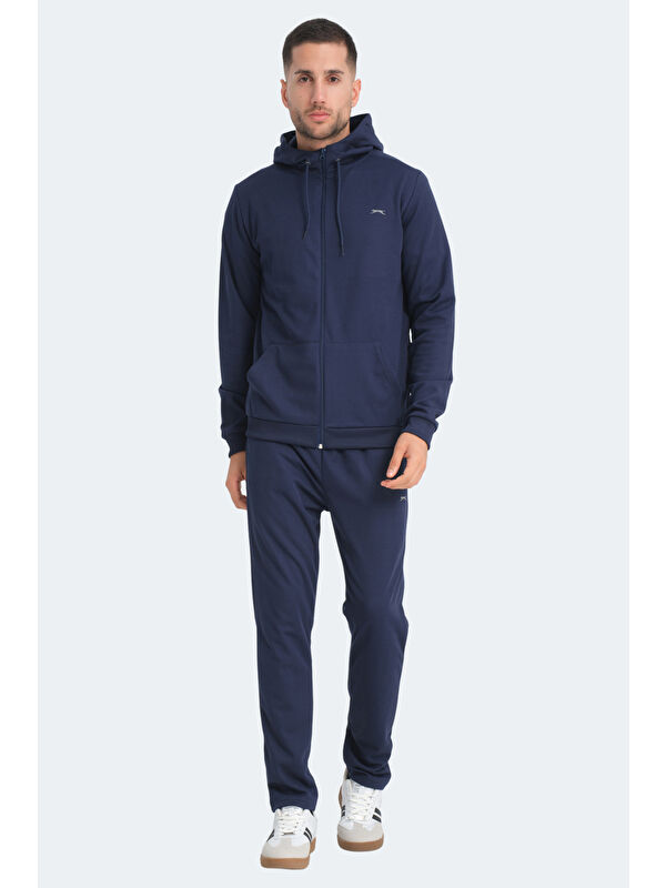 SLAZENGER RICH Erkek Fermuarlı Kapüşonlu Cepli Lacivert Eşofman Takımı