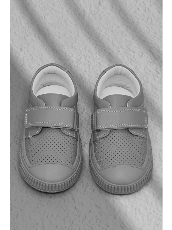TONNY BLACK Çocuk Unisex Gri Çocuk Cırtlı Rahat Kalıp Sneaker