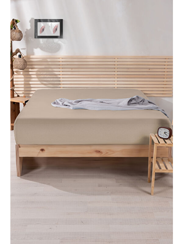 Nordqueen Ranforce %100 Pamuk 160x 200 Çift Kişilik Lastikli Çarşaf Bej