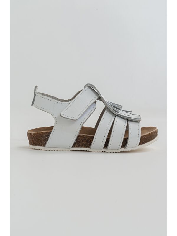 Kız Çocuk Beyaz Deri Ortopedik Destekli Çocuk Sandalet - Görsel 5