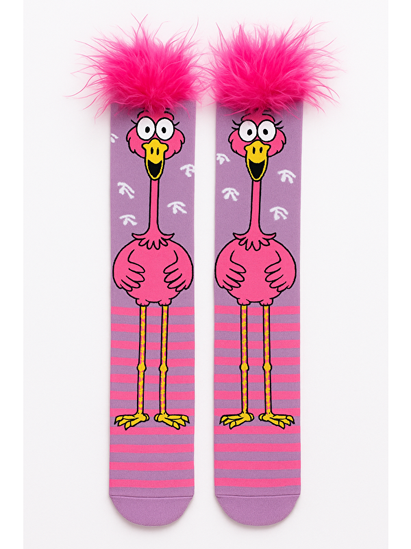 Katia And Bony Kız Çocuk Flamingo Desenli Tüylü Aksesuarlı Dizüstü Çorap
