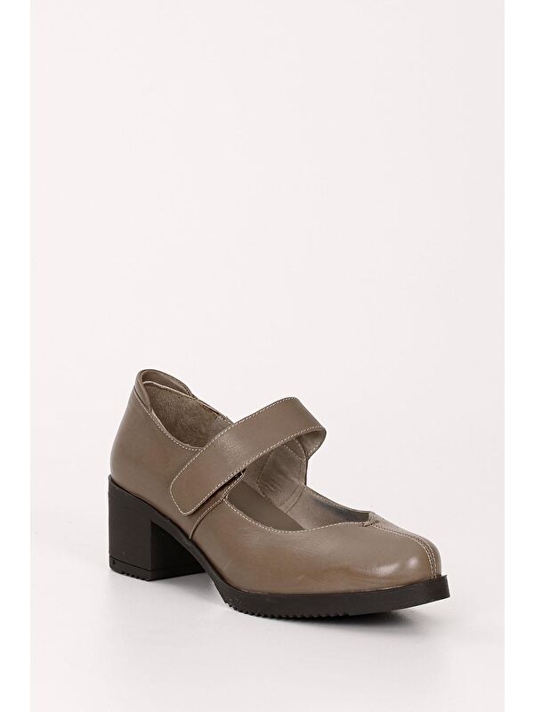 VİZON Hakiki Deri Yuvarlak Burun Orta Topuklu Kadın Ayakkabı 24229 - Görsel 6