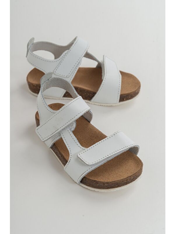 Erkek Çocuk Beyaz Deri Ortopedik Destekli Çocuk Sandalet - Görsel 3