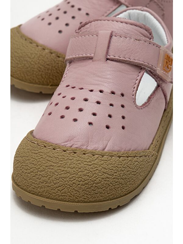 Unisex Çocuk Pudra Hakiki Deri Günlük İlk Adım Ayakkabı - Görsel 3