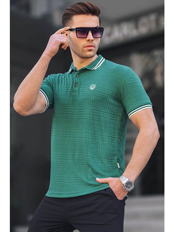 Madmext Koyu Yeşil Basic Regular Fit Erkek Polo Yaka Tişört 6100