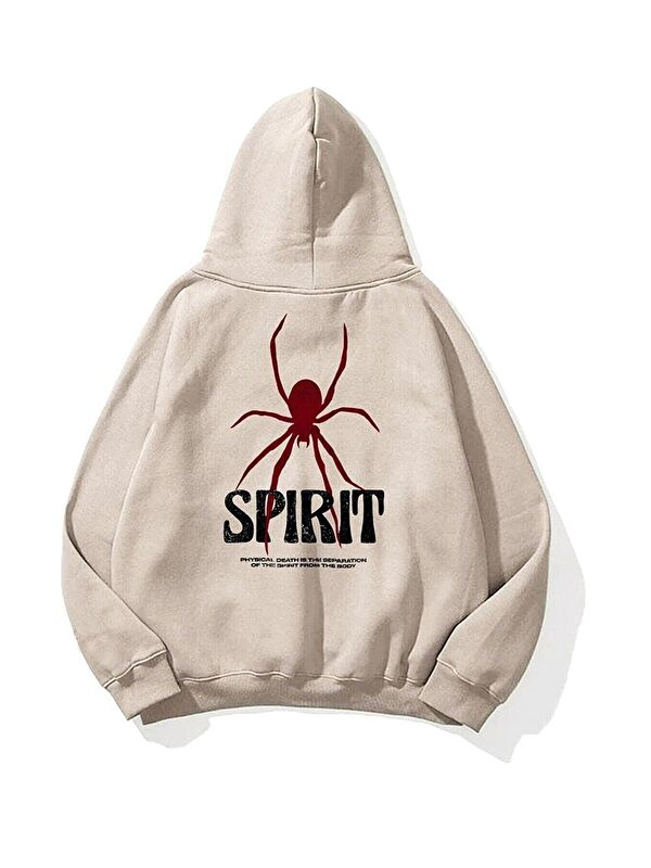 Trendseninle Kadın Spirit Baskılı Sweatshirt Bej