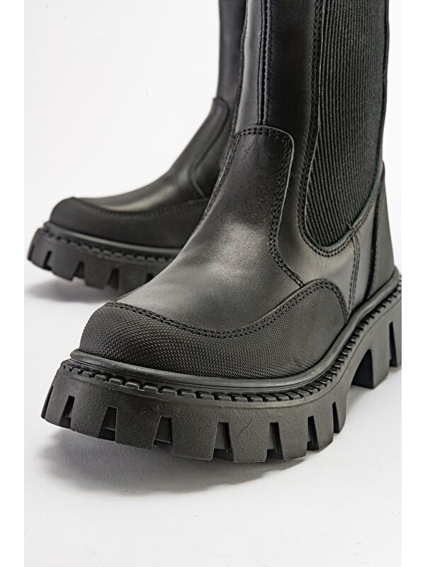 Kız Çocuk Siyah Hakiki Deri Anatomik Postal - Görsel 3