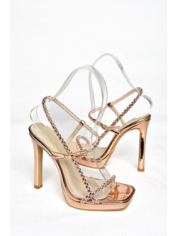 S5696162 Bronz Kadın Topuklu Ayakkabı - Görsel 4