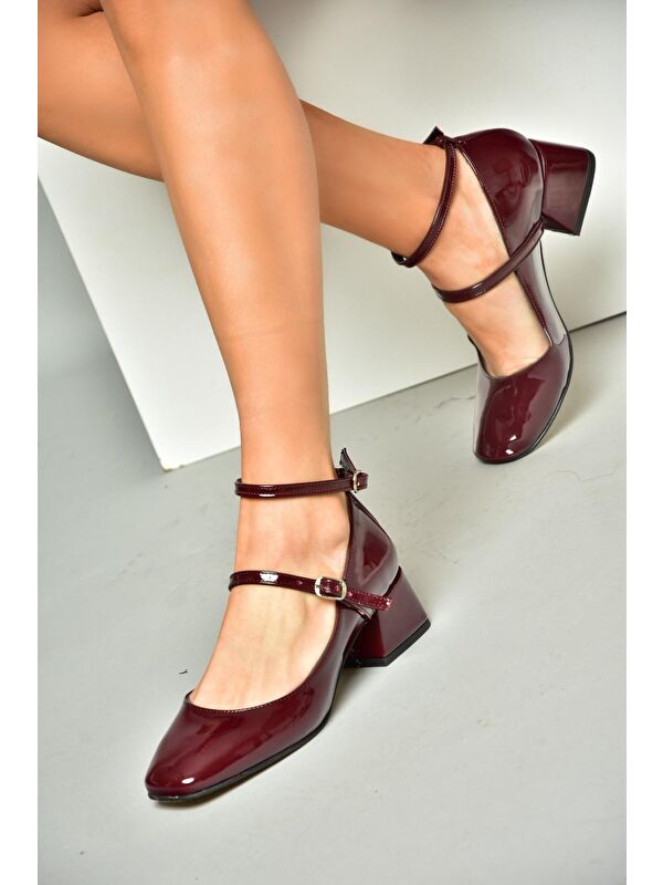 R6540372 Bordo Kadın Topuklu Ayakkabı - Görsel 2
