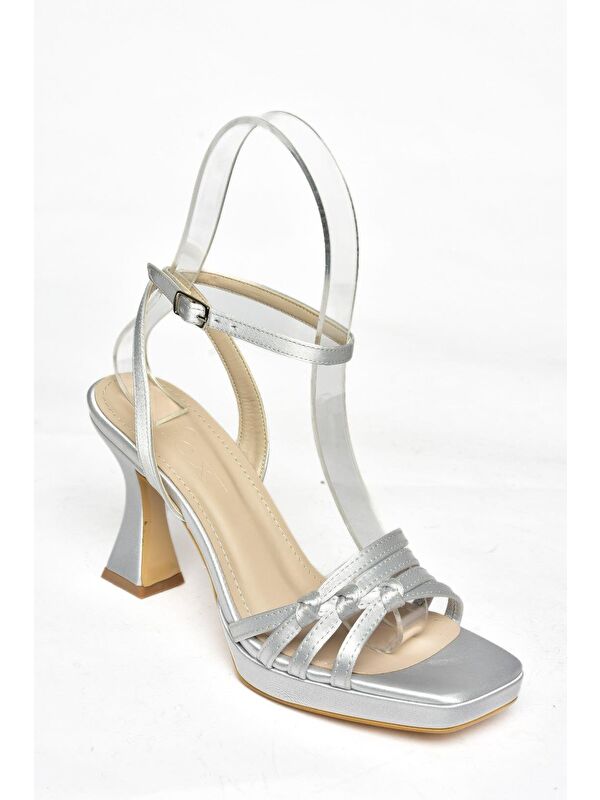 S5693157 Gümüş Kadın Topuklu Ayakkabı - Görsel 4