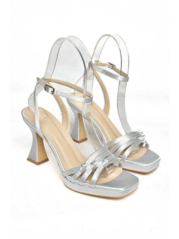 S5693157 Gümüş Kadın Topuklu Ayakkabı - Görsel 5