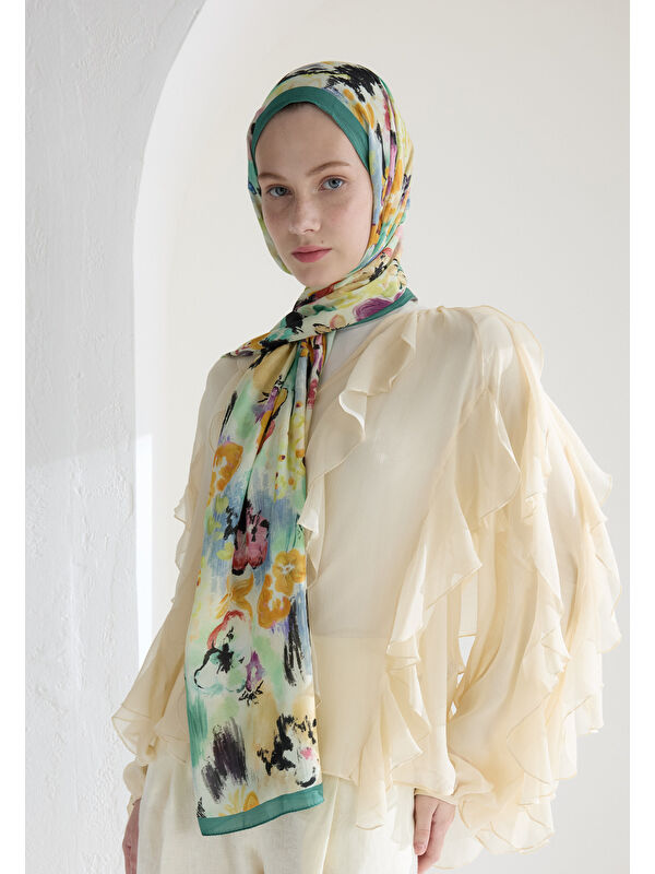 Fresh Scarfs Soft Yeşil Vınnıe Floş Viskon Şal