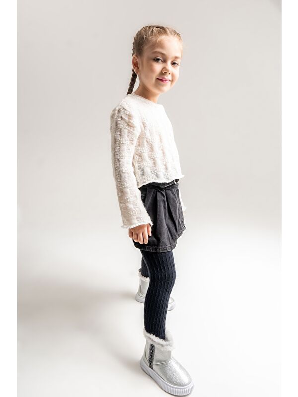 Kız Çocuk Gümüş Simli Suni Deri Kürklü Anatomik Kar Botu - Görsel 3