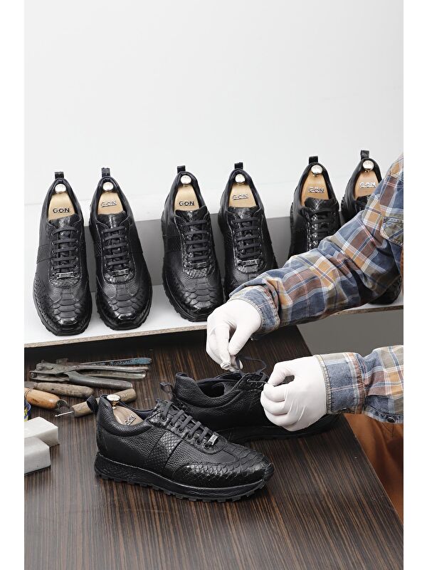 Platinum Hakiki Deri Bağcıklı Erkek Sneaker 34490 - Görsel 2