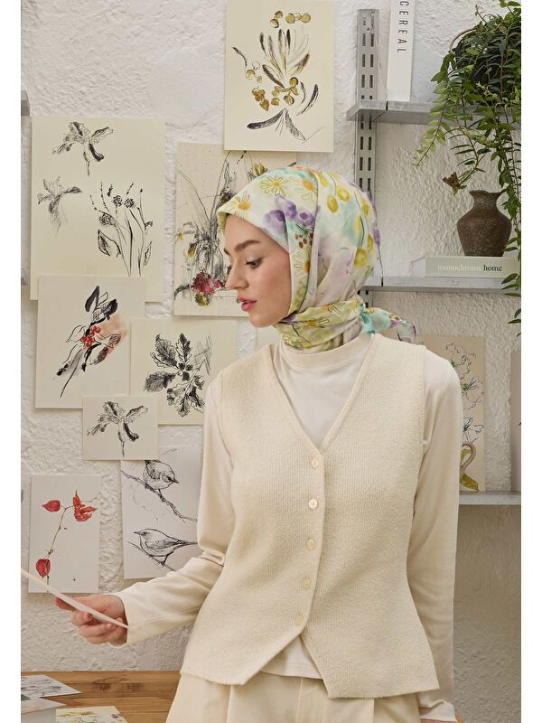 Fresh Scarfs Florence Desen Pamuk İpek Eşarp Yeşil