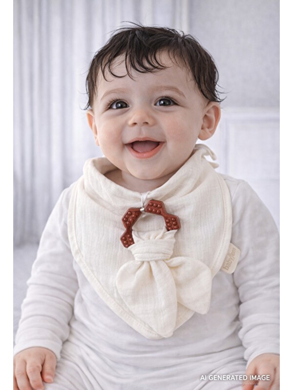Babyjem 736 Silikon Diş Kaşıyıcılı %100 Pamuk Müslin Önlük