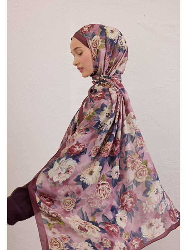 Fresh Scarfs Magnolıa Desen Rami Şal Gül Kurusu